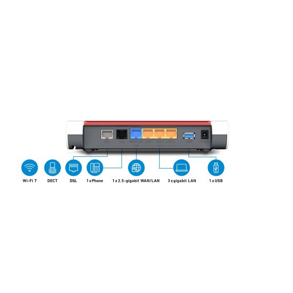 Box FRITZ 7630 EDITION INTERNATIONAL draadloze router 2.5 Gigabit Ethernet Dual-band (2.4 GHz / 5 GHz) Wit, Rood (20003149)