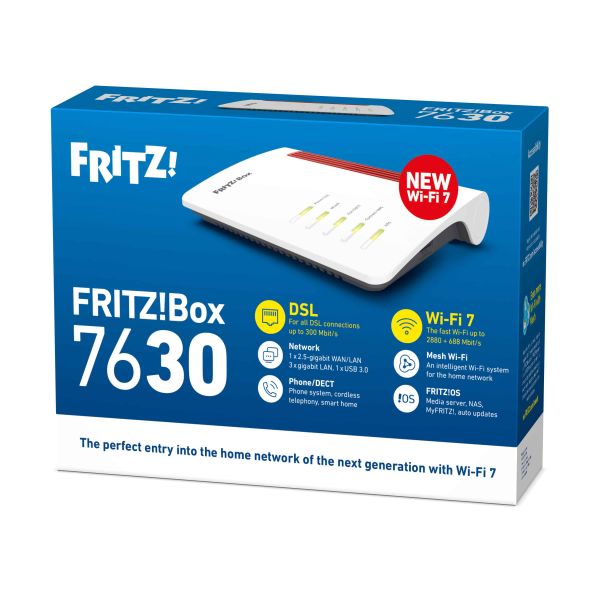 Box FRITZ 7630 EDITION INTERNATIONAL draadloze router 2.5 Gigabit Ethernet Dual-band (2.4 GHz / 5 GHz) Wit, Rood (20003149)