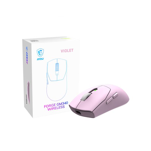MSI Forge Gm340 Wireless Violet muis Gamen Ambidextrous RF-draadloos + Bluetooth Optisch 12000 DPI (FORGE GM340 W VIOLET)