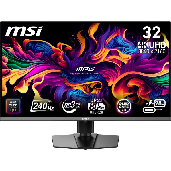 MSI MPG 322URX QD-OLED computer monitor 80 cm (31.5") 3840 x 2160 Pixels 4K Ultra HD Zwart (9S6-3DD29A-058)