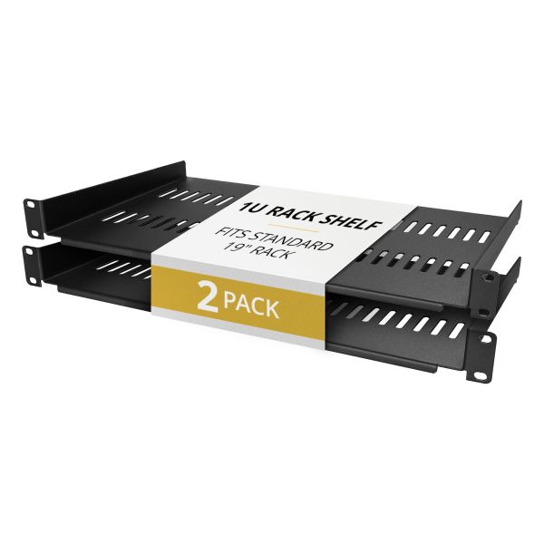 StarTech.com 2-Pack 1U Server Rack Schap, Geventileerde Vrijdragende Plank voor 19" Netwerk Rack of Kast, Rackmonteerbaar, Heavy Duty, 25cm Diep, Tot 20kg per stuk (CABSHELFV1U-2PK)