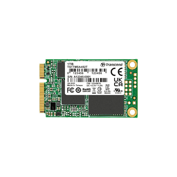 Transcend 128GB, mSATA SSD, SATA3, 3D TLC, PE: 3K, Wide Temp. (TS128GMSA452T-I) (TS128GMSA452T-I)