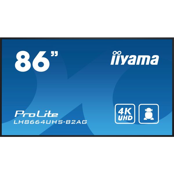iiyama LH8664UHS-B2AG beeldkrant Digitale signage flatscreen 2,17 m (85.6") Wifi 500 cd/m² 4K Ultra HD Zwart Type processor Android 11 24/7 (LH8664UHS-B2AG)