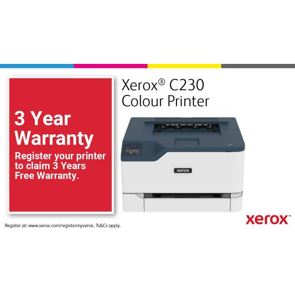 Xerox C230 A4 22 ppm draadloze dubbelzijdige printer PS3 PCL5e6/6 2 laden totaal 251 vel UK (C230V_DNIUK)