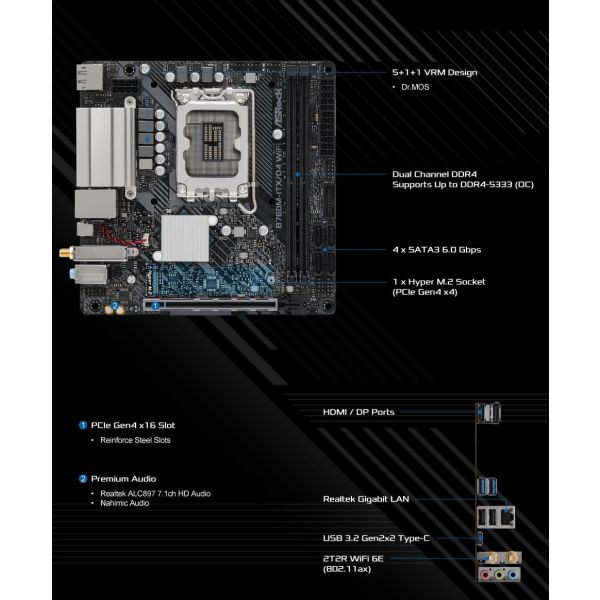 ASRock B760M-ITX/D4 WIFI Motherboard (B760M-ITX/D4 WIFI)