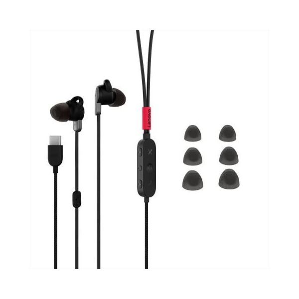 Lenovo 4XD1C99220 hoofdtelefoon/headset Bedraad In-ear Muziek/Voor elke dag USB Type-C Zwart (4XD1C99220)