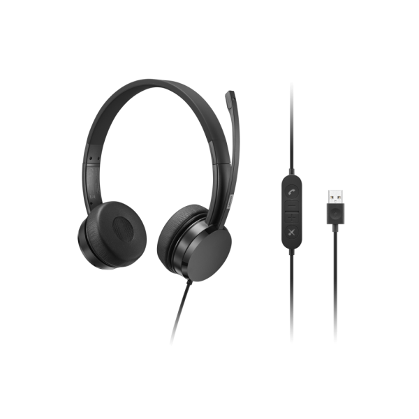 Lenovo 4XD1K18260 hoofdtelefoon/headset Bedraad Hoofdband Muziek/Voor elke dag USB Type-A Zwart (4XD1K18260)