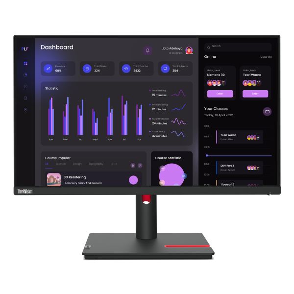 Lenovo ThinkVision T24i-30 computer monitor 60,5 cm (23.8") 1920 x 1080 Pixels Full HD LED Zwart (63CFMATXEU)