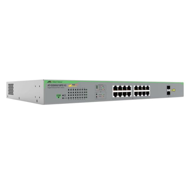 Allied Telesis AT-GS950/18PS-V2-50 netwerk-switch Unmanaged Gigabit Ethernet (10/100/1000) Power over Ethernet (PoE) Grijs (AT-GS950/18PS-V2-50)