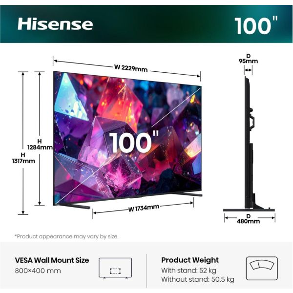 Hisense 100Q7S PRO 2,54 m (100") 4K Ultra HD Smart TV Wifi Zwart (20018894)