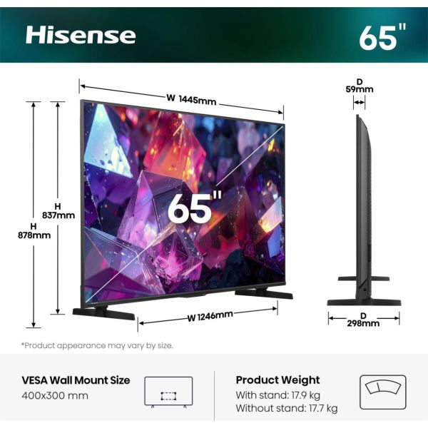 Hisense 65E7S PRO 165,1 cm (65") 4K Ultra HD Smart TV Wifi Zwart (65E7S PRO)