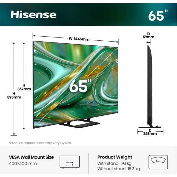 Hisense 65E8S 165,1 cm (65") 4K Ultra HD Smart TV Wifi Zwart (65E8S) Hisense 65E8S 165,1 cm (65") 4K Ultra HD Smart TV Wifi Zwart (65E8S)