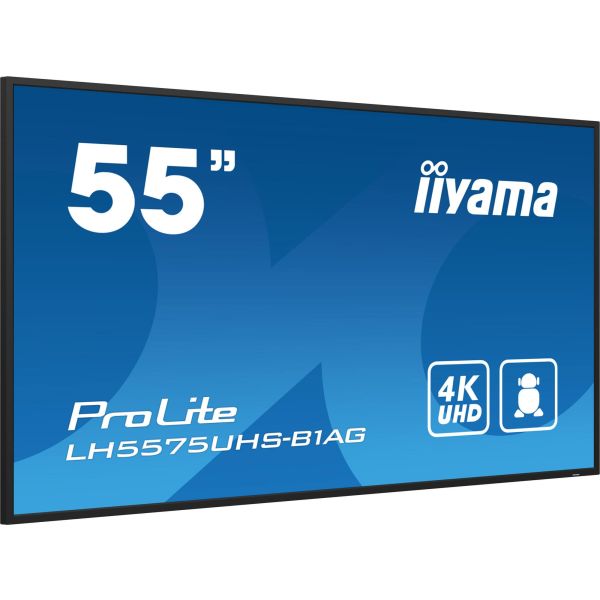 iiyama LH5575UHS-B1AG beeldkrant Digitale signage flatscreen 138,7 cm (54.6") LCD Wifi 500 cd/m² 4K Ultra HD Zwart Type processor Android 11 24/7 (LH5575UHS-B1AG) iiyama LH5575UHS-B1AG beeldkrant Digitale signage flatscreen 138,7 cm (54.6") LCD Wifi 500 cd/m² 4K Ultra HD Zwart Type processor Android 11 24/7 (LH5575UHS-B1AG)