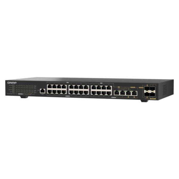 QNAP QSW-M2130P-2C2S26T netwerk-switch Managed L2 2.5G Ethernet (100/1000/2500) Power over Ethernet (PoE) 1U Zwart (QSW-M2130P-2C2S26T)