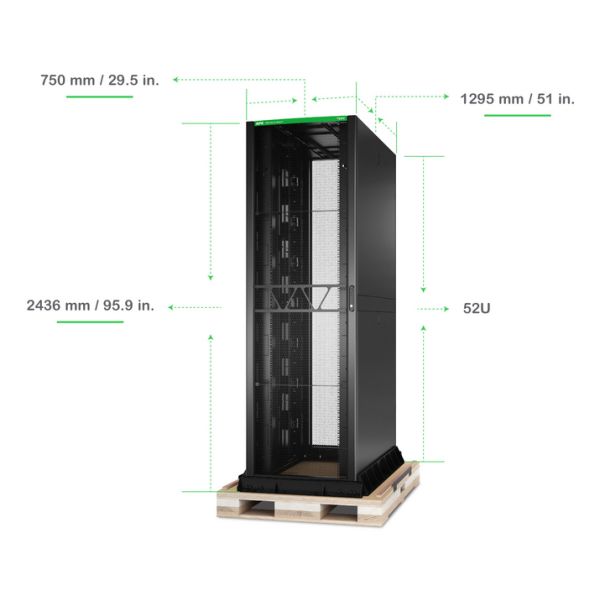APC NetShelter SX geavanceerd rack, hoge sterkte, 52U, 2436H x 750B x 1295D mm, met schokbeschermingspakket, zwart (AR9558SPB2)
