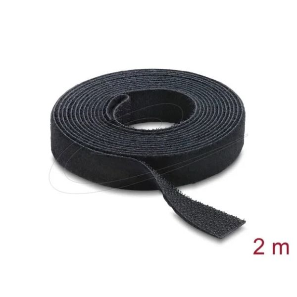 DELOCK Klettband auf Rolle L 2 m x B 13 mm schwarz (19030)
