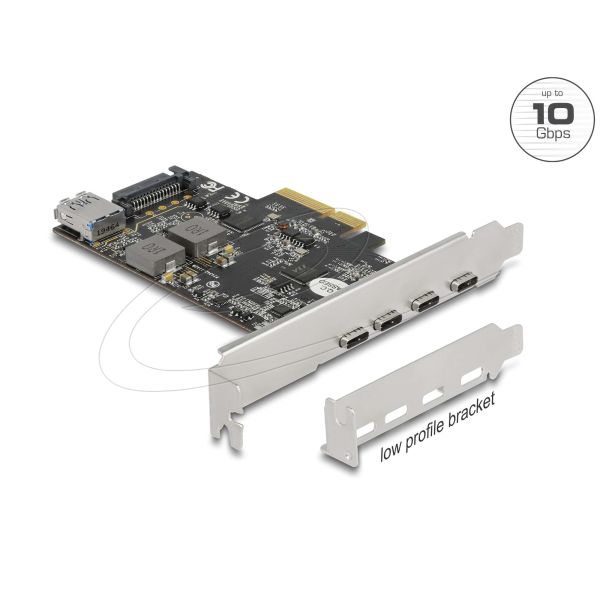 Delock PCI Express x4 Karte zu 2 x extern USB Type-C™ 40 Gbps (DP Alt Mode) Buchse – Low Profile Formfaktor (91372)