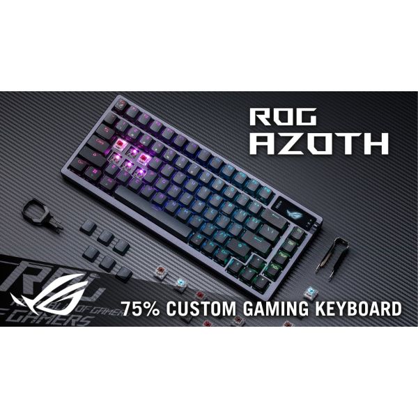 ASUS ROG Azoth toetsenbord Gamen USB + RF Wireless + Bluetooth Wit (90MP031A-BKFA10)