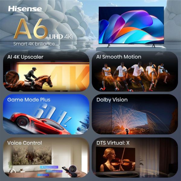 Hisense 65A6S 165,1 cm (65") 4K Ultra HD Smart TV Wifi Zwart (20018851) Hisense 65A6S 165,1 cm (65") 4K Ultra HD Smart TV Wifi Zwart (20018851)