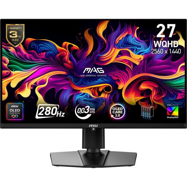MSI MAG 271QP QD-OLED X28 computer monitor 67,3 cm (26.5") 2560 x 1440 Pixels Wide Quad HD Zwart (MAG 271QP QD-OLED X28)