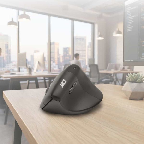 ACT Ergonomische draadloze muis 1600 DPI met verticale grip, gemaakt van gerecyclede materialen (AC5102)