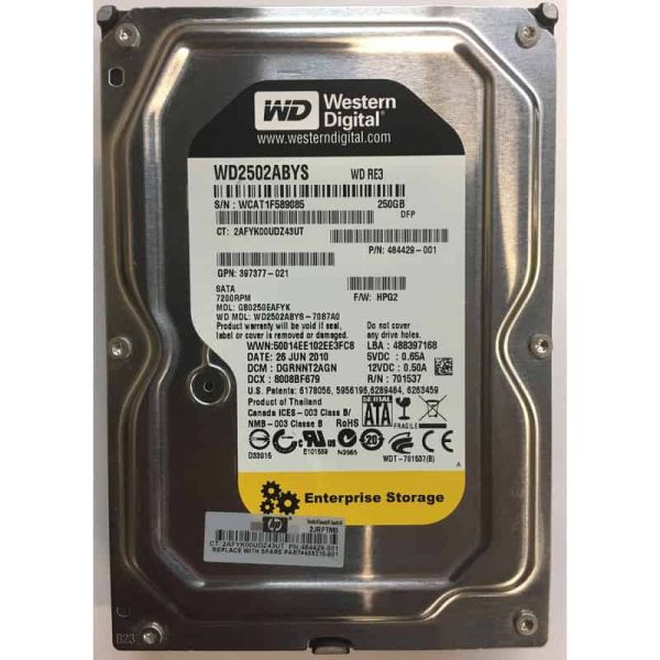 HP HDD/250GB 7.2k  Ety 3.5 SATA (GB0250EAFYK)
