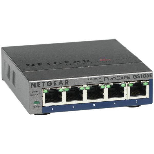 NETGEAR ProSAFE Unmanaged Plus Switch - GS105E - 5 Gigabit Ethernet poorten (GS105E-200PES)