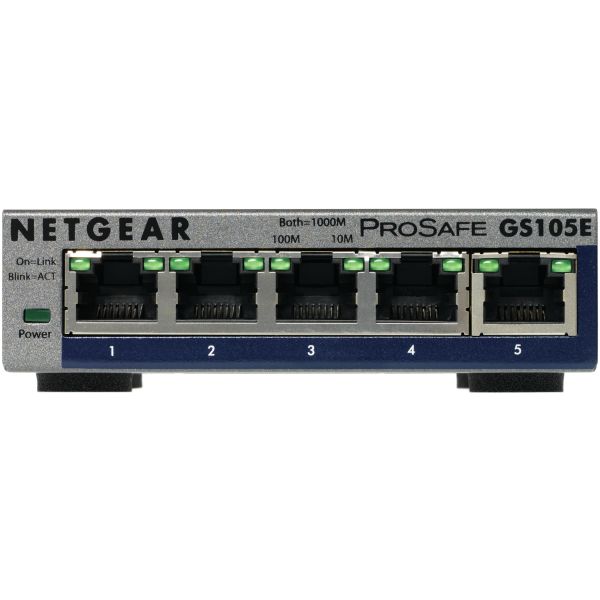 NETGEAR ProSAFE Unmanaged Plus Switch - GS105E - 5 Gigabit Ethernet poorten (GS105E-200PES)