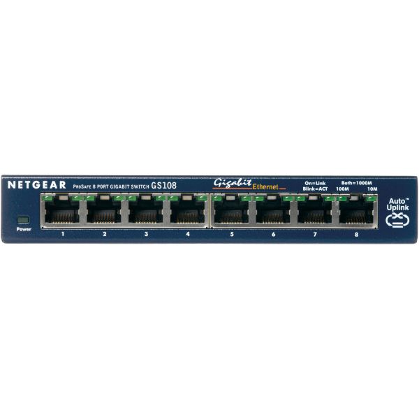 NETGEAR ProSAFE Unmanaged Switch - GS108GE - Desktop - 8 Gigabit Ethernet poorten 10/100/1000 Mbps (GS108GE)
