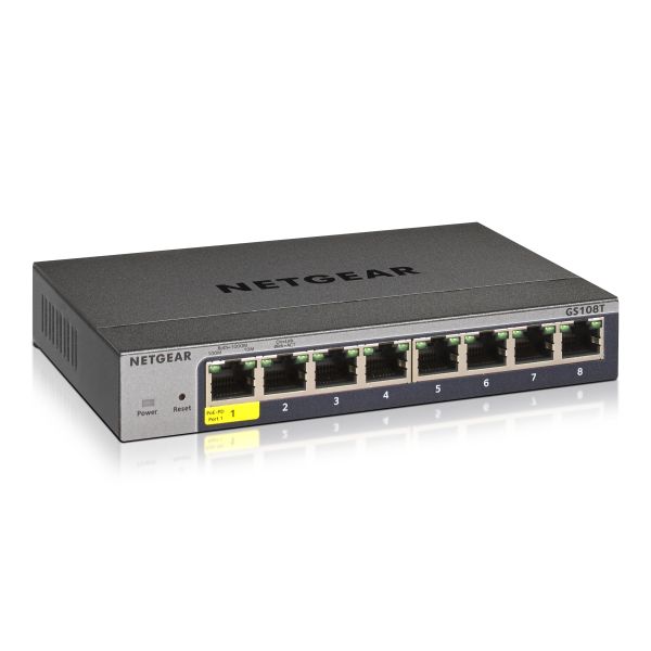 NETGEAR GS108T Managed L2 Gigabit Ethernet (10/100/1000) Grijs (GS108T-300PES)
