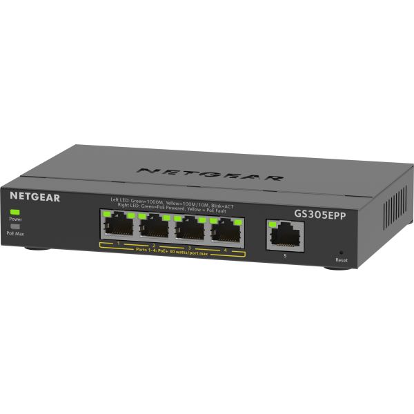 NETGEAR 5-Port Gigabit Ethernet High-Power PoE+ Plus Switch (GS305EPP) (GS305EPP-100PES)
