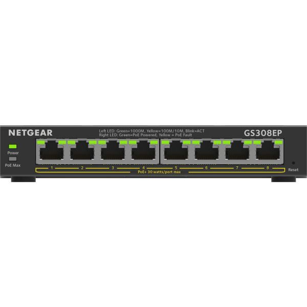 NETGEAR 8-Port Gigabit Ethernet PoE+ Plus Switch (GS308EP) (GS308EP-100PES)