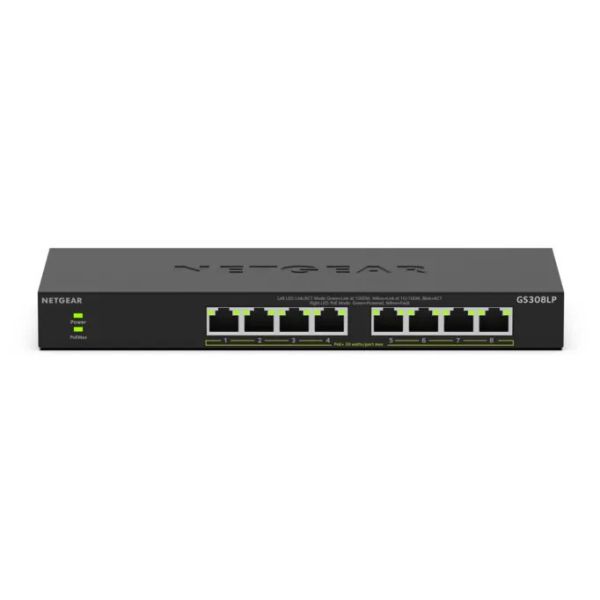 NETGEAR GS308LP Unmanaged Gigabit Ethernet (10/100/1000) Power over Ethernet (PoE) Desktop Zwart (GS308LP-100EUS)