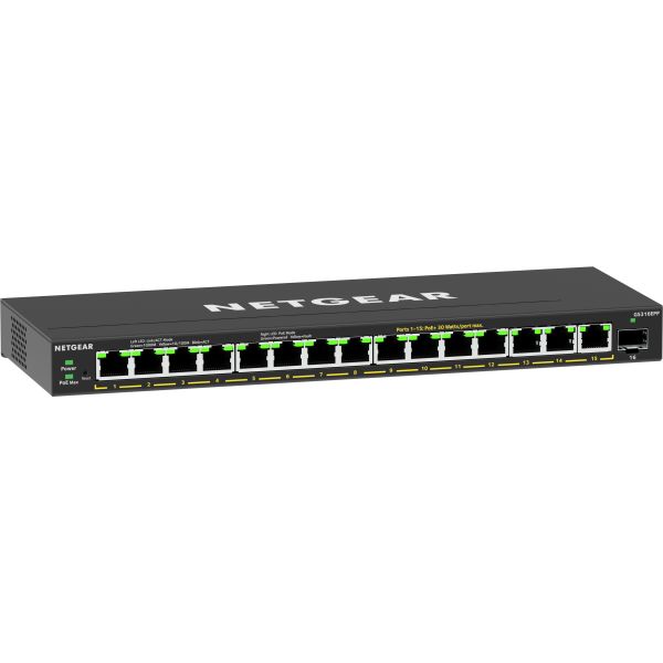 NETGEAR 16-Port High-Power PoE+ Gigabit Ethernet Plus Switch (231W) with 1 SFP port (GS316EPP) (GS316EPP-100PES)