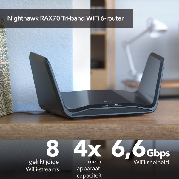 NETGEAR Nighthawk Tri-Band AX8 8-Stream AX6600 WiFi 6 Router (RAX70) (RAX70-100EUS)