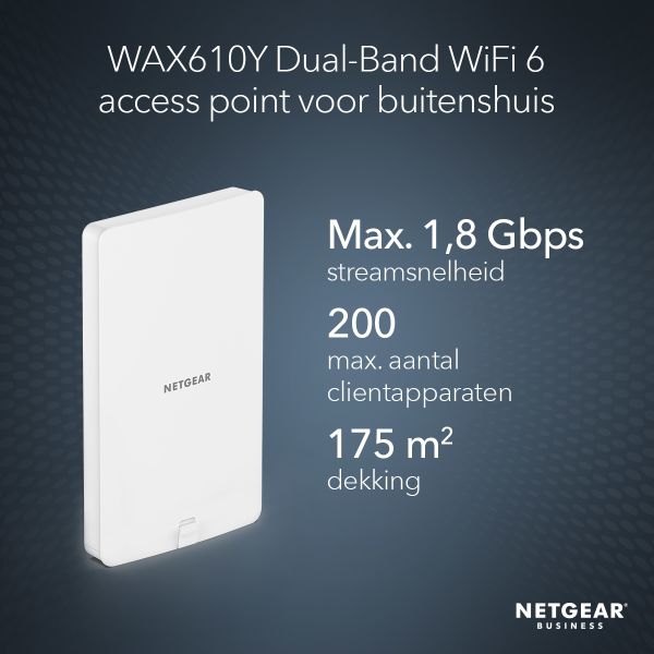 NETGEAR Insight Cloud Managed WiFi 6 AX1800 Dual Band Outdoor Access Point (WAX610Y) (WAX610Y-100EUS) NETGEAR Insight Cloud Managed WiFi 6 AX1800 Dual Band Outdoor Access Point (WAX610Y) (WAX610Y-100EUS)