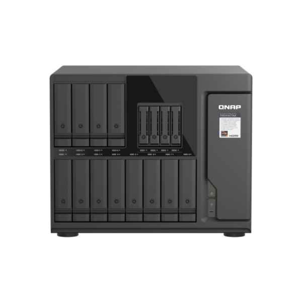 QNAP TVS-H1677AX-R5-16G data-opslag-server NAS Tower AMD Ryzen™ 5 16 GB DDR5 0 TB QuTS hero Zwart (TVS-H1677AX-R5-16G)