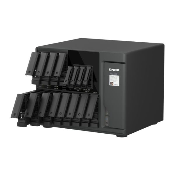 QNAP TVS-H1677AX-R5-16G data-opslag-server NAS Tower AMD Ryzen™ 5 16 GB DDR5 0 TB QuTS hero Zwart (TVS-H1677AX-R5-16G)