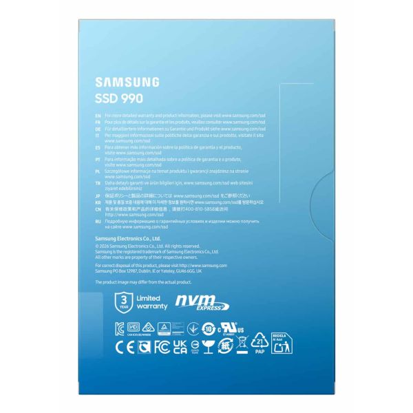 Samsung 990 PCIe 4.0 x4 NVMe™ M.2 SSD 1TB (MZ-V9V1T0BW) Samsung 990 PCIe 4.0 x4 NVMe™ M.2 SSD 1TB (MZ-V9V1T0BW)