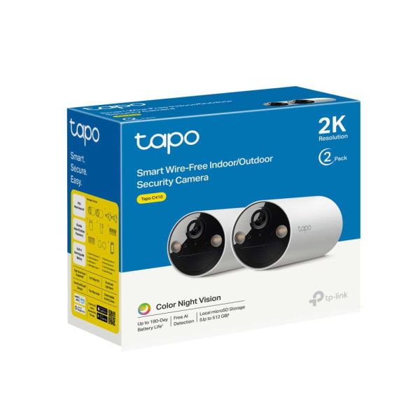 TP-Link Tapo C410 4-pack Bullet IP-beveiligingscamera Buiten 2304 x 1296 Pixels Plafond/muur (TAPO C410(4-PACK)) TP-Link Tapo C410 4-pack Bullet IP-beveiligingscamera Buiten 2304 x 1296 Pixels Plafond/muur (TAPO C410(4-PACK))
