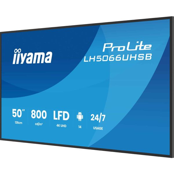iiyama LH5066UHSB-B1AG beeldkrant Digitale signage flatscreen 127 cm (50") LCD Wifi 800 cd/m² 4K Ultra HD Zwart Type processor Android 24/7 (LH5066UHSB-B1AG) iiyama LH5066UHSB-B1AG beeldkrant Digitale signage flatscreen 127 cm (50") LCD Wifi 800 cd/m² 4K Ultra HD Zwart Type processor Android 24/7 (LH5066UHSB-B1AG)