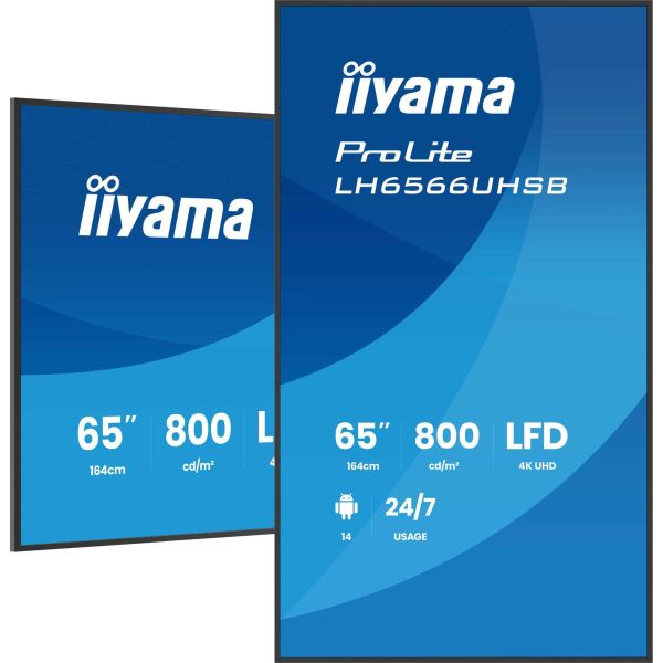 iiyama LH6566UHSB-B1AG beeldkrant Digitale signage flatscreen 165,1 cm (65") LCD Wifi 800 cd/m² 4K Ultra HD Zwart Type processor Android 24/7 (LH6566UHSB-B1AG) iiyama LH6566UHSB-B1AG beeldkrant Digitale signage flatscreen 165,1 cm (65") LCD Wifi 800 cd/m² 4K Ultra HD Zwart Type processor Android 24/7 (LH6566UHSB-B1AG)