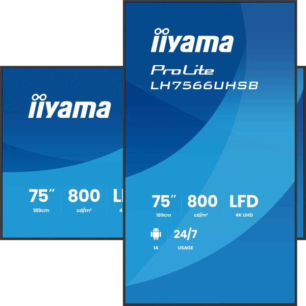 iiyama LH7566UHSB-B1AG beeldkrant Digitale signage flatscreen 190,5 cm (75") LCD Wifi 800 cd/m² 4K Ultra HD Zwart Type processor Android 24/7 (LH7566UHSB-B1AG) iiyama LH7566UHSB-B1AG beeldkrant Digitale signage flatscreen 190,5 cm (75") LCD Wifi 800 cd/m² 4K Ultra HD Zwart Type processor Android 24/7 (LH7566UHSB-B1AG)