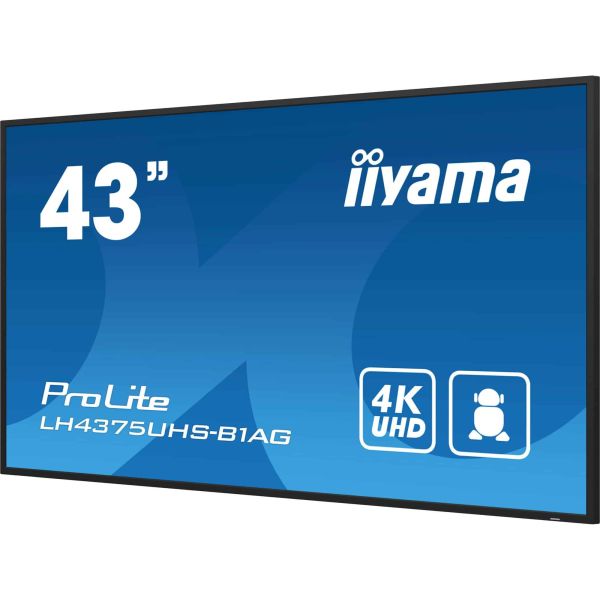 iiyama ProLite Digitale signage flatscreen 108 cm (42.5") LCD Wifi 500 cd/m² 4K Ultra HD Zwart Type processor Android 11 24/7 (LH4375UHS-B1AG) iiyama ProLite Digitale signage flatscreen 108 cm (42.5") LCD Wifi 500 cd/m² 4K Ultra HD Zwart Type processor Android 11 24/7 (LH4375UHS-B1AG)