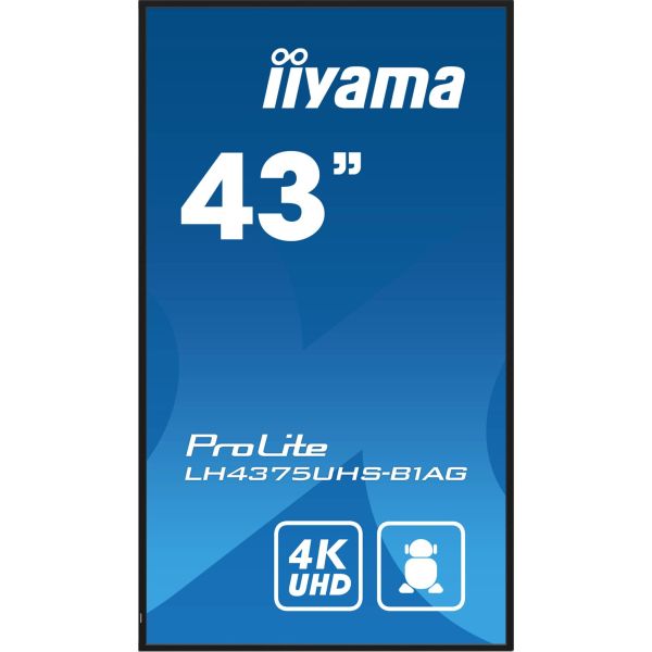 iiyama ProLite Digitale signage flatscreen 108 cm (42.5") LCD Wifi 500 cd/m² 4K Ultra HD Zwart Type processor Android 11 24/7 (LH4375UHS-B1AG) iiyama ProLite Digitale signage flatscreen 108 cm (42.5") LCD Wifi 500 cd/m² 4K Ultra HD Zwart Type processor Android 11 24/7 (LH4375UHS-B1AG)