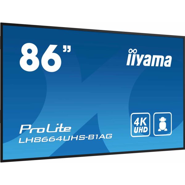 iiyama LH8664UHS-B1AG beeldkrant Digitaal A-kaart 2,18 m (86") LED Wifi 500 cd/m² 4K Ultra HD Zwart Type processor Android 11 24/7 (LH8664UHS-B1AG) iiyama LH8664UHS-B1AG beeldkrant Digitaal A-kaart 2,18 m (86") LED Wifi 500 cd/m² 4K Ultra HD Zwart Type processor Android 11 24/7 (LH8664UHS-B1AG)