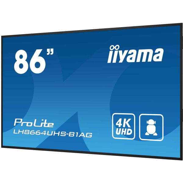 iiyama LH8664UHS-B1AG beeldkrant Digitaal A-kaart 2,18 m (86") LED Wifi 500 cd/m² 4K Ultra HD Zwart Type processor Android 11 24/7 (LH8664UHS-B1AG) iiyama LH8664UHS-B1AG beeldkrant Digitaal A-kaart 2,18 m (86") LED Wifi 500 cd/m² 4K Ultra HD Zwart Type processor Android 11 24/7 (LH8664UHS-B1AG)