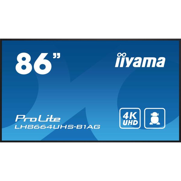 iiyama LH8664UHS-B1AG beeldkrant Digitaal A-kaart 2,18 m (86") LED Wifi 500 cd/m² 4K Ultra HD Zwart Type processor Android 11 24/7 (LH8664UHS-B1AG) iiyama LH8664UHS-B1AG beeldkrant Digitaal A-kaart 2,18 m (86") LED Wifi 500 cd/m² 4K Ultra HD Zwart Type processor Android 11 24/7 (LH8664UHS-B1AG)