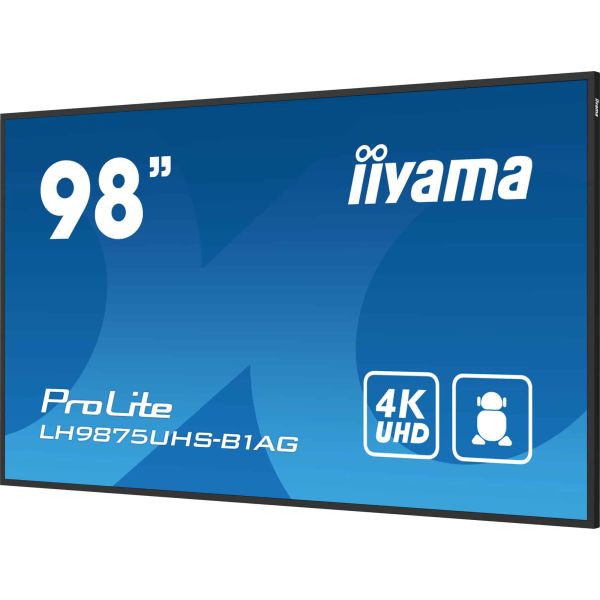 iiyama LH9875UHS-B1AG beeldkrant Digitale signage flatscreen 2,48 m (97.5") LED Wifi 500 cd/m² 4K Ultra HD Zwart Type processor Android 11 24/7 (LH9875UHS-B1AG) iiyama LH9875UHS-B1AG beeldkrant Digitale signage flatscreen 2,48 m (97.5") LED Wifi 500 cd/m² 4K Ultra HD Zwart Type processor Android 11 24/7 (LH9875UHS-B1AG)