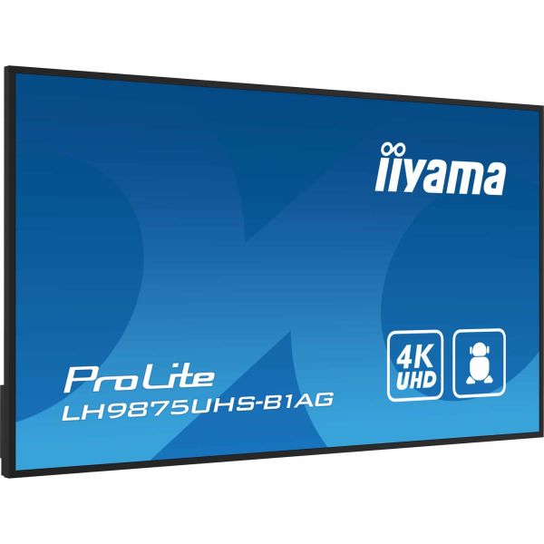 iiyama LH9875UHS-B1AG beeldkrant Digitale signage flatscreen 2,48 m (97.5") LED Wifi 500 cd/m² 4K Ultra HD Zwart Type processor Android 11 24/7 (LH9875UHS-B1AG) iiyama LH9875UHS-B1AG beeldkrant Digitale signage flatscreen 2,48 m (97.5") LED Wifi 500 cd/m² 4K Ultra HD Zwart Type processor Android 11 24/7 (LH9875UHS-B1AG)
